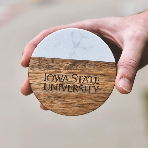Iowa State University Wood & Marble Coaster (4")